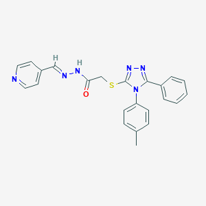 molecular formula C23H20N6OS B380024 2-[[4-(4-methylphenyl)-5-phenyl-1,2,4-triazol-3-yl]sulfanyl]-N-[(E)-pyridin-4-ylmethylideneamino]acetamide CAS No. 314071-61-9