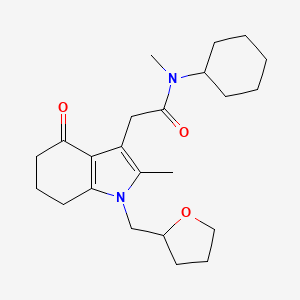 molecular formula C23H34N2O3 B3800260 N-cyclohexyl-N-methyl-2-[2-methyl-4-oxo-1-(tetrahydro-2-furanylmethyl)-4,5,6,7-tetrahydro-1H-indol-3-yl]acetamide 