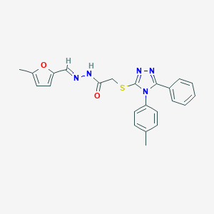N-[(E)-(5-methylfuran-2-yl)methylideneamino]-2-[[4-(4-methylphenyl)-5-phenyl-1,2,4-triazol-3-yl]sulfanyl]acetamide