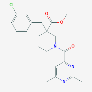 molecular formula C22H26ClN3O3 B3800299 ethyl 3-(3-chlorobenzyl)-1-[(2,6-dimethyl-4-pyrimidinyl)carbonyl]-3-piperidinecarboxylate 