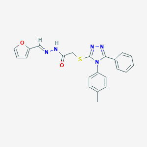 molecular formula C22H19N5O2S B380038 N-[(E)-furan-2-ylmethylideneamino]-2-[[4-(4-methylphenyl)-5-phenyl-1,2,4-triazol-3-yl]sulfanyl]acetamide CAS No. 304451-66-9