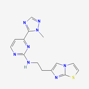 molecular formula C14H14N8S B3800389 N-(2-imidazo[2,1-b][1,3]thiazol-6-ylethyl)-4-(2-methyl-1,2,4-triazol-3-yl)pyrimidin-2-amine 