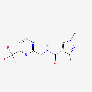 molecular formula C14H16F3N5O B3800395 1-ethyl-3-methyl-N-{[4-methyl-6-(trifluoromethyl)pyrimidin-2-yl]methyl}-1H-pyrazole-4-carboxamide 