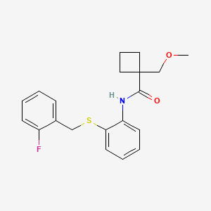 molecular formula C20H22FNO2S B3800444 N-{2-[(2-fluorobenzyl)thio]phenyl}-1-(methoxymethyl)cyclobutanecarboxamide 