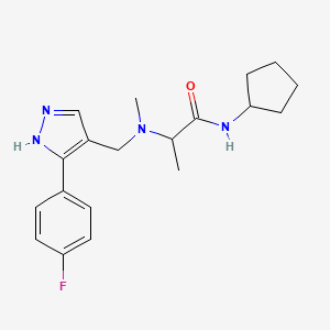 molecular formula C19H25FN4O B3800474 N-cyclopentyl-2-[[5-(4-fluorophenyl)-1H-pyrazol-4-yl]methyl-methylamino]propanamide 