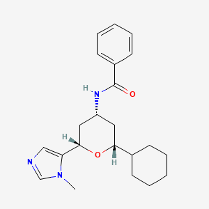 molecular formula C22H29N3O2 B3800488 N-[(2R*,4R*,6S*)-2-cyclohexyl-6-(1-methyl-1H-imidazol-5-yl)tetrahydro-2H-pyran-4-yl]benzamide 