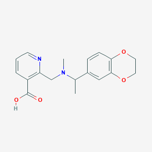 molecular formula C18H20N2O4 B3800501 2-{[[1-(2,3-dihydro-1,4-benzodioxin-6-yl)ethyl](methyl)amino]methyl}nicotinic acid 