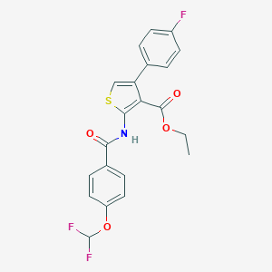 molecular formula C21H16F3NO4S B380051 Ethyl 2-{[4-(difluoromethoxy)benzoyl]amino}-4-(4-fluorophenyl)-3-thiophenecarboxylate 