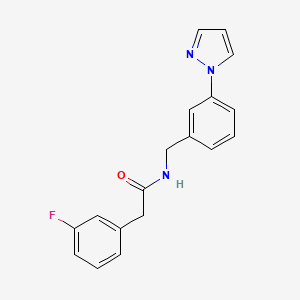 molecular formula C18H16FN3O B3800517 2-(3-fluorophenyl)-N-[3-(1H-pyrazol-1-yl)benzyl]acetamide 