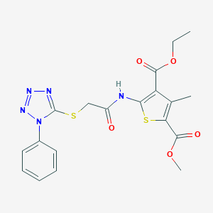 4-ethyl 2-methyl 3-methyl-5-({[(1-phenyl-1H-tetraazol-5-yl)sulfanyl]acetyl}amino)-2,4-thiophenedicarboxylate