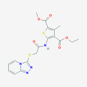 4-O-ethyl 2-O-methyl 3-methyl-5-[[2-([1,2,4]triazolo[4,3-a]pyridin-3-ylsulfanyl)acetyl]amino]thiophene-2,4-dicarboxylate
