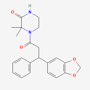 4-[3-(1,3-benzodioxol-5-yl)-3-phenylpropanoyl]-3,3-dimethyl-2-piperazinone