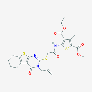 4-Ethyl 2-methyl 5-({[(3-allyl-4-oxo-3,4,5,6,7,8-hexahydro[1]benzothieno[2,3-d]pyrimidin-2-yl)sulfanyl]acetyl}amino)-3-methyl-2,4-thiophenedicarboxylate