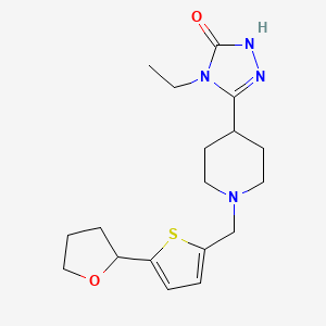 molecular formula C18H26N4O2S B3800583 4-ethyl-5-(1-{[5-(tetrahydrofuran-2-yl)-2-thienyl]methyl}piperidin-4-yl)-2,4-dihydro-3H-1,2,4-triazol-3-one 