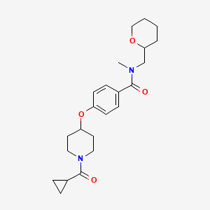 4-[1-(cyclopropanecarbonyl)piperidin-4-yl]oxy-N-methyl-N-(oxan-2-ylmethyl)benzamide