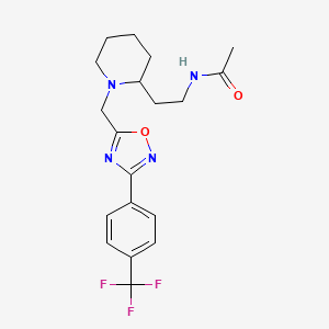 molecular formula C19H23F3N4O2 B3800648 N-{2-[1-({3-[4-(trifluoromethyl)phenyl]-1,2,4-oxadiazol-5-yl}methyl)-2-piperidinyl]ethyl}acetamide 