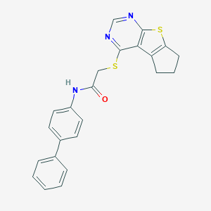 molecular formula C23H19N3OS2 B380066 N-[1,1'-biphenyl]-4-yl-2-(6,7-dihydro-5H-cyclopenta[4,5]thieno[2,3-d]pyrimidin-4-ylsulfanyl)acetamide 
