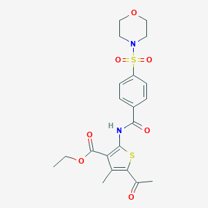 molecular formula C21H24N2O7S2 B380067 Ethyl 5-acetyl-4-methyl-2-(4-(morpholinosulfonyl)benzamido)thiophene-3-carboxylate CAS No. 326907-53-3