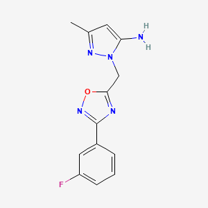 molecular formula C13H12FN5O B3800670 2-[[3-(3-Fluorophenyl)-1,2,4-oxadiazol-5-yl]methyl]-5-methylpyrazol-3-amine 