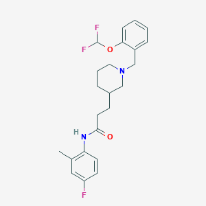 molecular formula C23H27F3N2O2 B3800677 3-{1-[2-(difluoromethoxy)benzyl]-3-piperidinyl}-N-(4-fluoro-2-methylphenyl)propanamide 