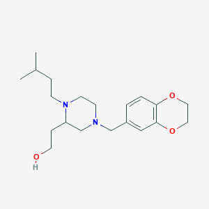 2-[4-(2,3-dihydro-1,4-benzodioxin-6-ylmethyl)-1-(3-methylbutyl)-2-piperazinyl]ethanol