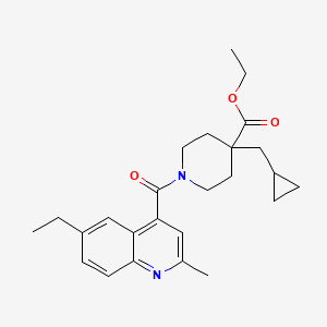 ethyl 4-(cyclopropylmethyl)-1-[(6-ethyl-2-methyl-4-quinolinyl)carbonyl]-4-piperidinecarboxylate