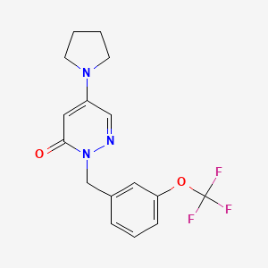 molecular formula C16H16F3N3O2 B3800724 5-Pyrrolidin-1-yl-2-[[3-(trifluoromethoxy)phenyl]methyl]pyridazin-3-one 