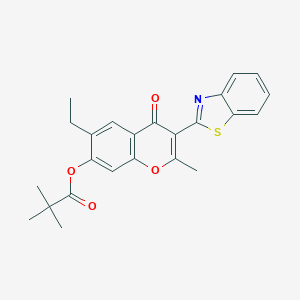 3-(1,3-benzothiazol-2-yl)-6-ethyl-2-methyl-4-oxo-4H-chromen-7-yl pivalate