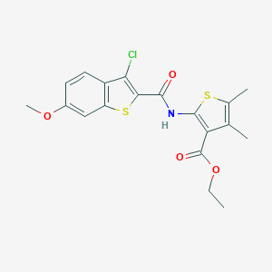 molecular formula C19H18ClNO4S2 B380077 Ethyl 2-[(3-chloro-6-methoxy-1-benzothiophene-2-carbonyl)amino]-4,5-dimethylthiophene-3-carboxylate CAS No. 326907-46-4