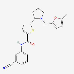 molecular formula C22H21N3O2S B3800793 N-(3-cyanophenyl)-5-{1-[(5-methyl-2-furyl)methyl]-2-pyrrolidinyl}-2-thiophenecarboxamide 