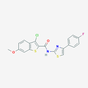 molecular formula C19H12ClFN2O2S2 B380080 3-chloro-N-[4-(4-fluorophenyl)-1,3-thiazol-2-yl]-6-methoxy-1-benzothiophene-2-carboxamide CAS No. 371132-61-5