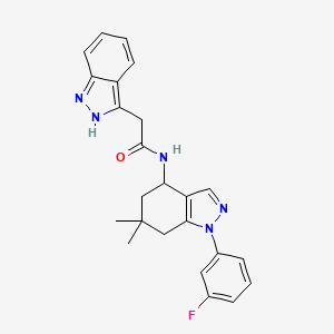 N-[1-(3-fluorophenyl)-6,6-dimethyl-4,5,6,7-tetrahydro-1H-indazol-4-yl]-2-(1H-indazol-3-yl)acetamide