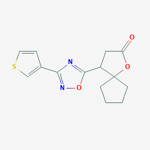 molecular formula C14H14N2O3S B3800859 4-[3-(3-thienyl)-1,2,4-oxadiazol-5-yl]-1-oxaspiro[4.4]nonan-2-one 