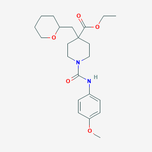 ethyl 1-{[(4-methoxyphenyl)amino]carbonyl}-4-(tetrahydro-2H-pyran-2-ylmethyl)-4-piperidinecarboxylate