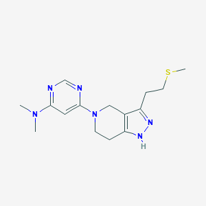 molecular formula C15H22N6S B3800912 N,N-dimethyl-6-{3-[2-(methylthio)ethyl]-1,4,6,7-tetrahydro-5H-pyrazolo[4,3-c]pyridin-5-yl}pyrimidin-4-amine 