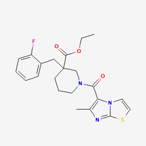 molecular formula C22H24FN3O3S B3800976 ethyl 3-(2-fluorobenzyl)-1-[(6-methylimidazo[2,1-b][1,3]thiazol-5-yl)carbonyl]-3-piperidinecarboxylate 