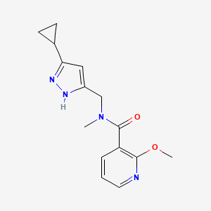 molecular formula C15H18N4O2 B3800987 N-[(5-cyclopropyl-1H-pyrazol-3-yl)methyl]-2-methoxy-N-methylnicotinamide 