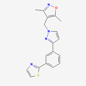 3,5-dimethyl-4-({3-[3-(1,3-thiazol-2-yl)phenyl]-1H-pyrazol-1-yl}methyl)isoxazole