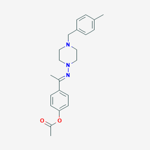 molecular formula C22H27N3O2 B380102 Acetic acid 4-{1-[4-(4-methyl-benzyl)-piperazin-1-ylimino]-ethyl}-phenyl ester 