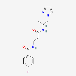 4-fluoro-N-(3-{[1-methyl-2-(1H-pyrazol-1-yl)ethyl]amino}-3-oxopropyl)benzamide