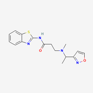 molecular formula C16H18N4O2S B3801030 N-1,3-benzothiazol-2-yl-3-[(1-isoxazol-3-ylethyl)(methyl)amino]propanamide 