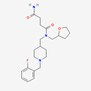 molecular formula C22H32FN3O3 B3801037 N-{[1-(2-fluorobenzyl)-4-piperidinyl]methyl}-N-(tetrahydro-2-furanylmethyl)succinamide 