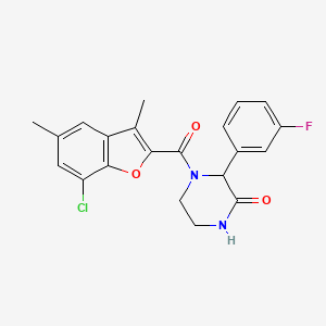 4-[(7-chloro-3,5-dimethyl-1-benzofuran-2-yl)carbonyl]-3-(3-fluorophenyl)-2-piperazinone