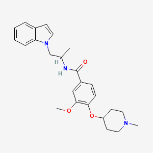 molecular formula C25H31N3O3 B3801064 N-[2-(1H-indol-1-yl)-1-methylethyl]-3-methoxy-4-[(1-methyl-4-piperidinyl)oxy]benzamide 