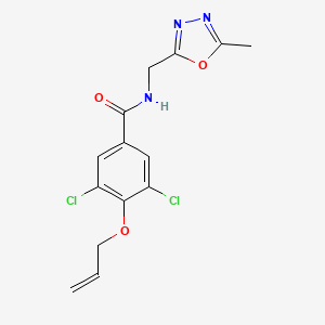 molecular formula C14H13Cl2N3O3 B3801097 4-(allyloxy)-3,5-dichloro-N-[(5-methyl-1,3,4-oxadiazol-2-yl)methyl]benzamide 