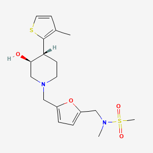 molecular formula C18H26N2O4S2 B3801116 N-[(5-{[(3S*,4R*)-3-hydroxy-4-(3-methyl-2-thienyl)piperidin-1-yl]methyl}-2-furyl)methyl]-N-methylmethanesulfonamide 