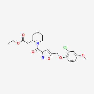 molecular formula C21H25ClN2O6 B3801124 ethyl [1-({5-[(2-chloro-4-methoxyphenoxy)methyl]-3-isoxazolyl}carbonyl)-2-piperidinyl]acetate 