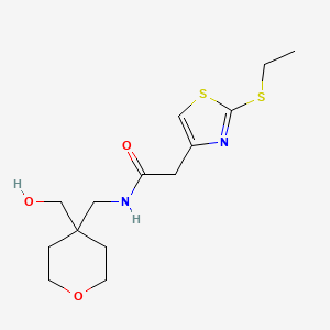 molecular formula C14H22N2O3S2 B3801131 2-[2-(ethylthio)-1,3-thiazol-4-yl]-N-{[4-(hydroxymethyl)tetrahydro-2H-pyran-4-yl]methyl}acetamide 