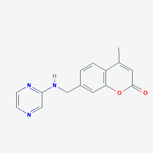 molecular formula C15H13N3O2 B3801187 4-methyl-7-[(2-pyrazinylamino)methyl]-2H-chromen-2-one 