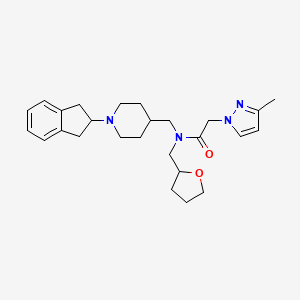 N-[[1-(2,3-dihydro-1H-inden-2-yl)piperidin-4-yl]methyl]-2-(3-methylpyrazol-1-yl)-N-(oxolan-2-ylmethyl)acetamide